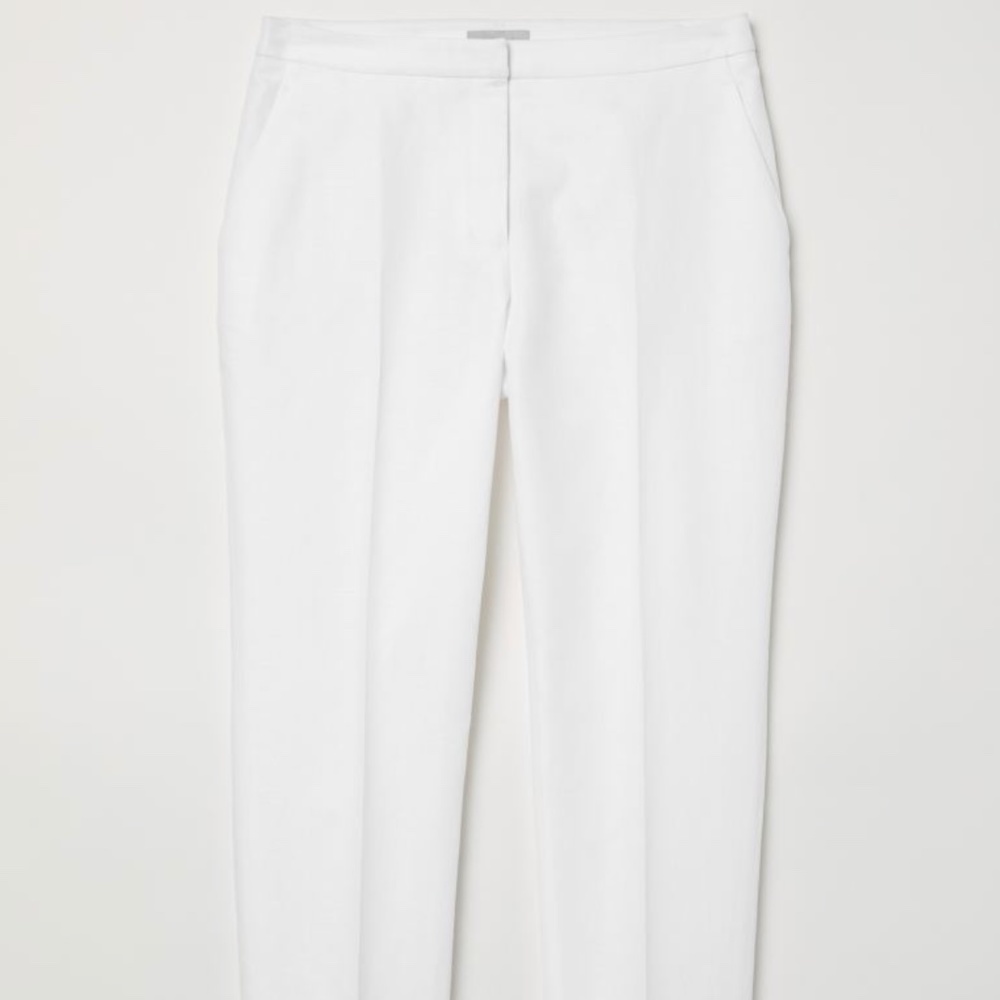 h&m white linen-blend suit pants US 4